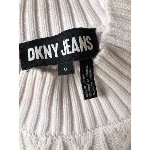 DKNY Jeans Sweater Ribbed Knit Cotton Sleeveless Mock Neck Top White NWT XL - Picture 6 of 10